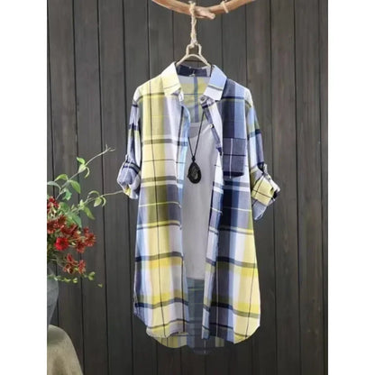 Plus Size Plaid Lapel Shirt Coat