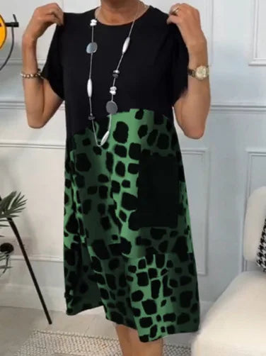Leopard Print A-Line Midi Dress