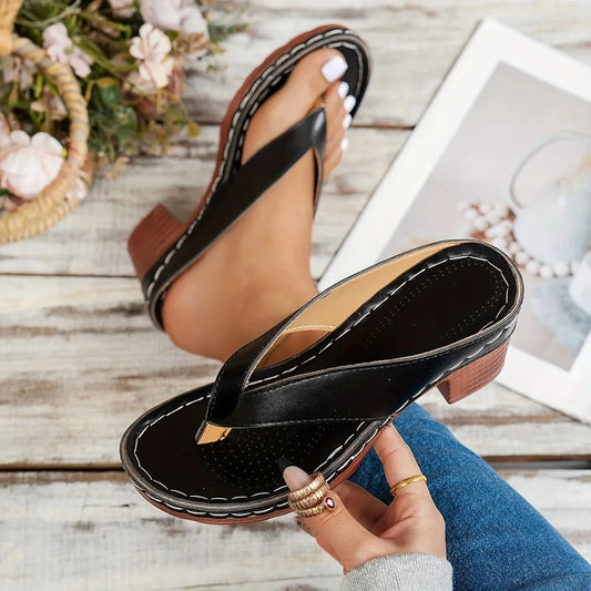 Chic Wedge Heel Thong Sandals