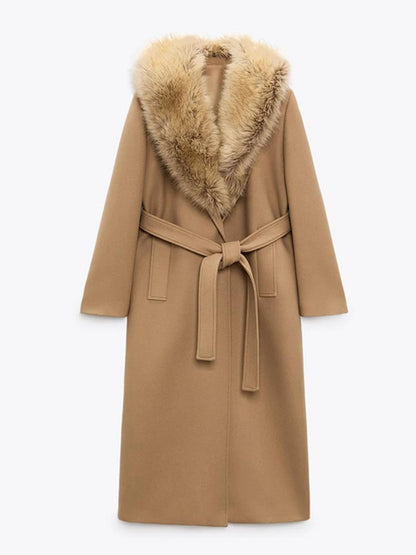 Fur Lapel Wool Overcoat