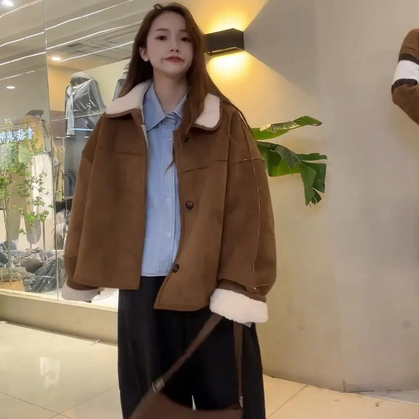 Retro Faux Lamb Fur Coat