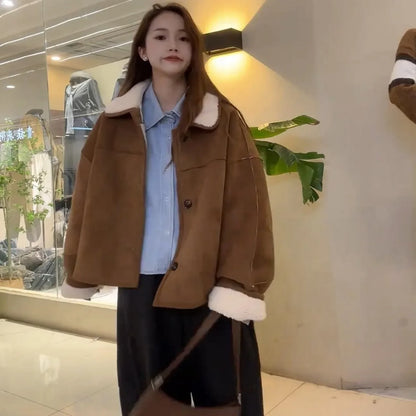 Retro Faux Lamb Fur Coat
