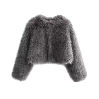 Plush Chic Cropped Faux Fur Jacket