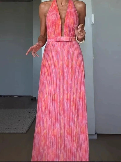 Elegant Deep V Backless Evening Dress