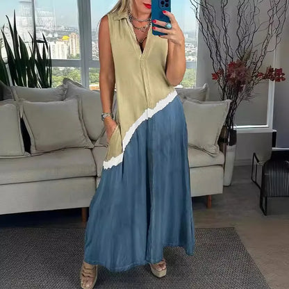 Stylish Sleeveless Panel Pocket Dress