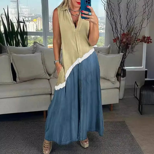 Stylish Sleeveless Panel Pocket Dress