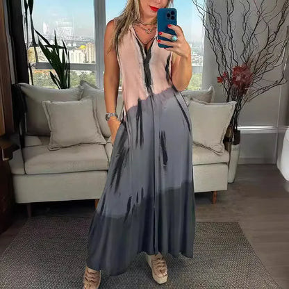 Stylish Sleeveless Panel Pocket Dress