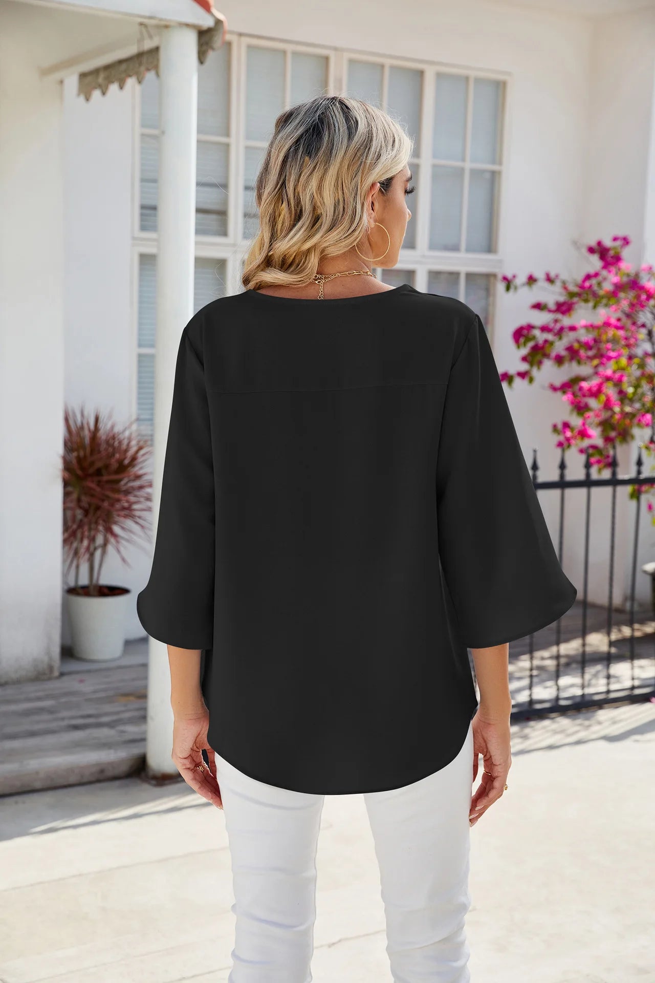 Elegant V-Neck Chiffon Blouse
