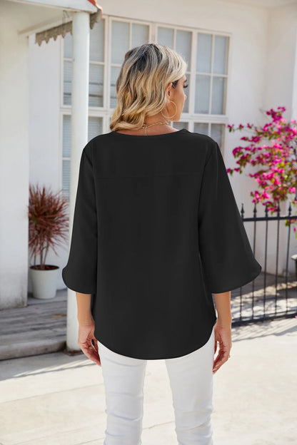 Elegant V-Neck Chiffon Blouse