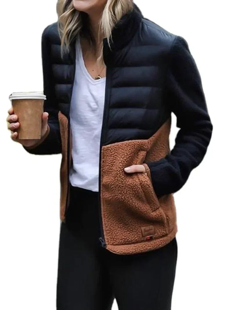 Chic Edge Patchwork Cuff Down Jacket