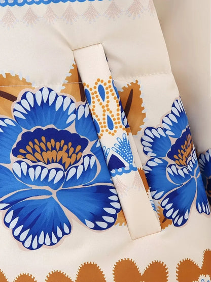 Vivid Charm Printed Lapel Jacket