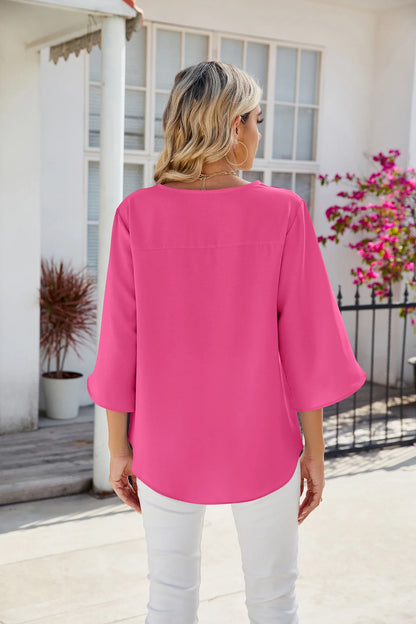 Elegant V-Neck Chiffon Blouse