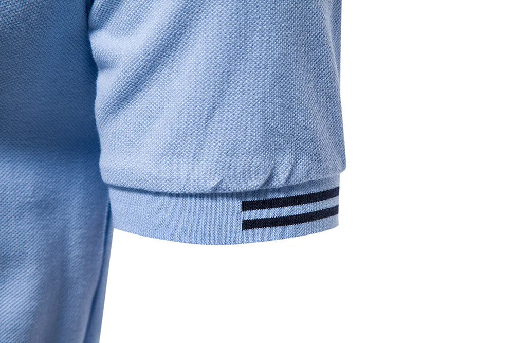 Embroidered European Stripe Polo Shirt