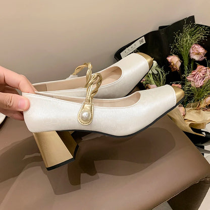 Elegant Charm Block Heel Pumps