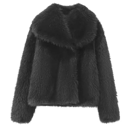 Plush Burgundy Crop Fur Jacket