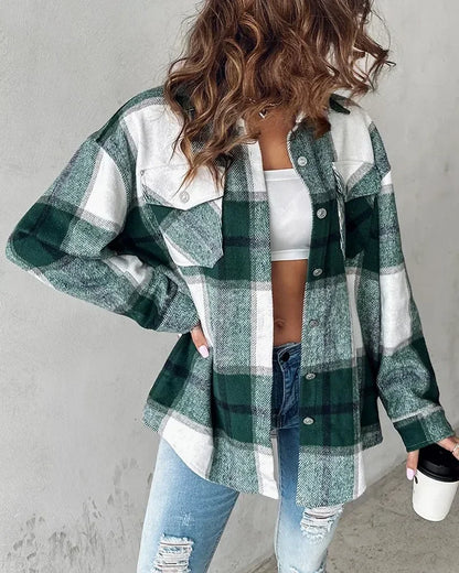 Cozy Plaid Button-Up Shacket