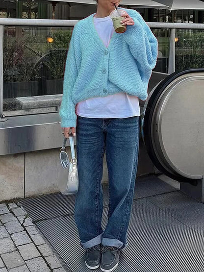 Cozy Vibe Fuzzy Button-Up Cardigan