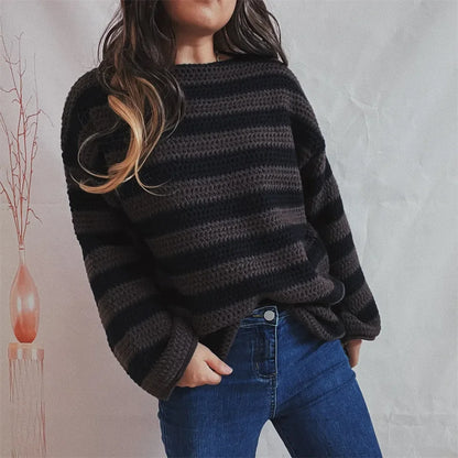 Autumn Stripes V-Neck Knit Pullover