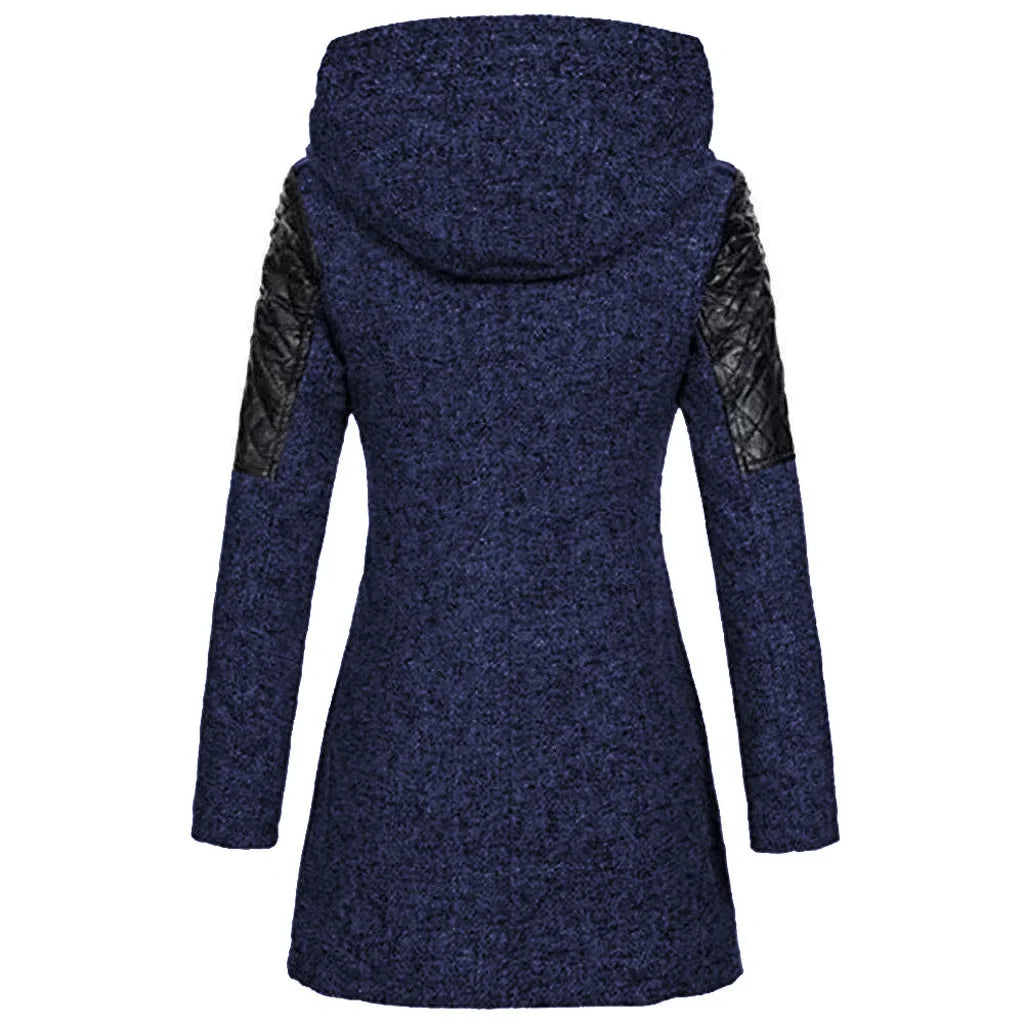 Women’s Mid-Length Hooded Loose Tweed Trench Coat