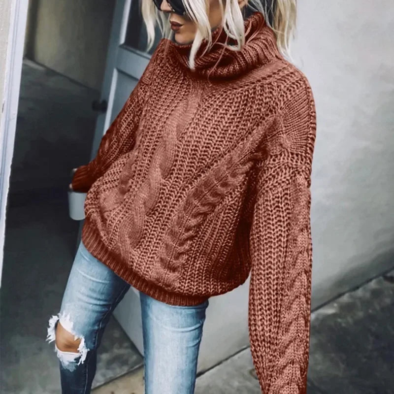 VintageSplice Thick Knit Turtleneck Sweater