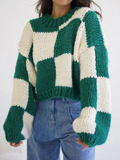 Cozy Checkered Oversized Sweater
