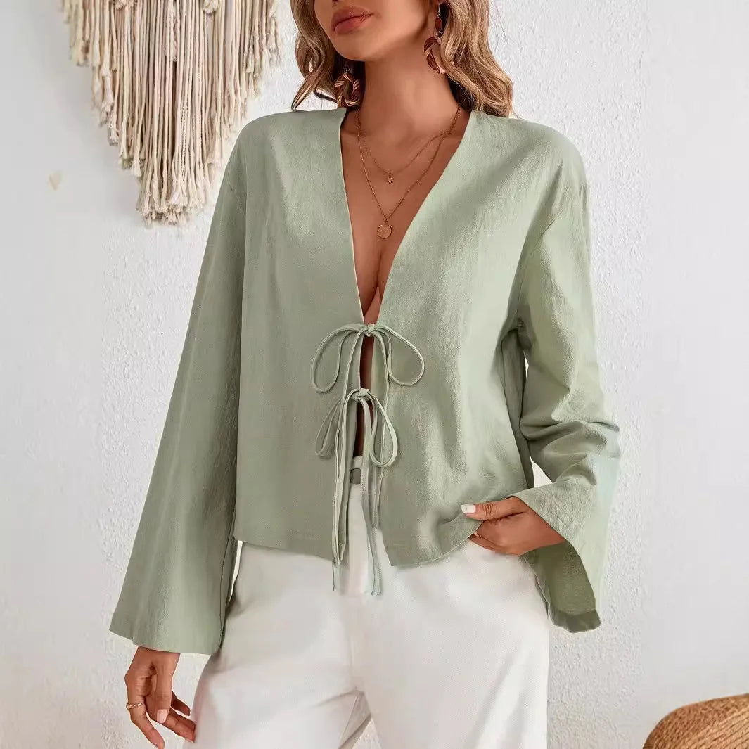 INS Style Cotton V-Neck Top