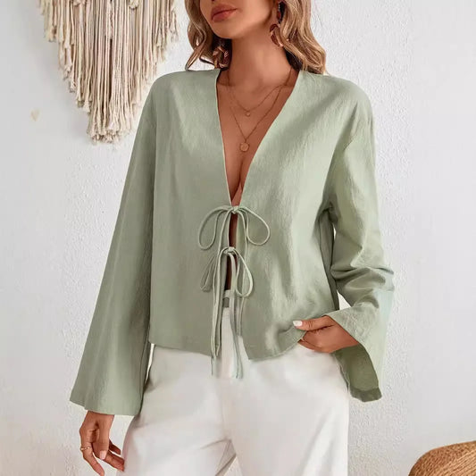 INS Style Cotton V-Neck Top