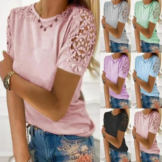 Slim Lace Hollow Out Summer Tee