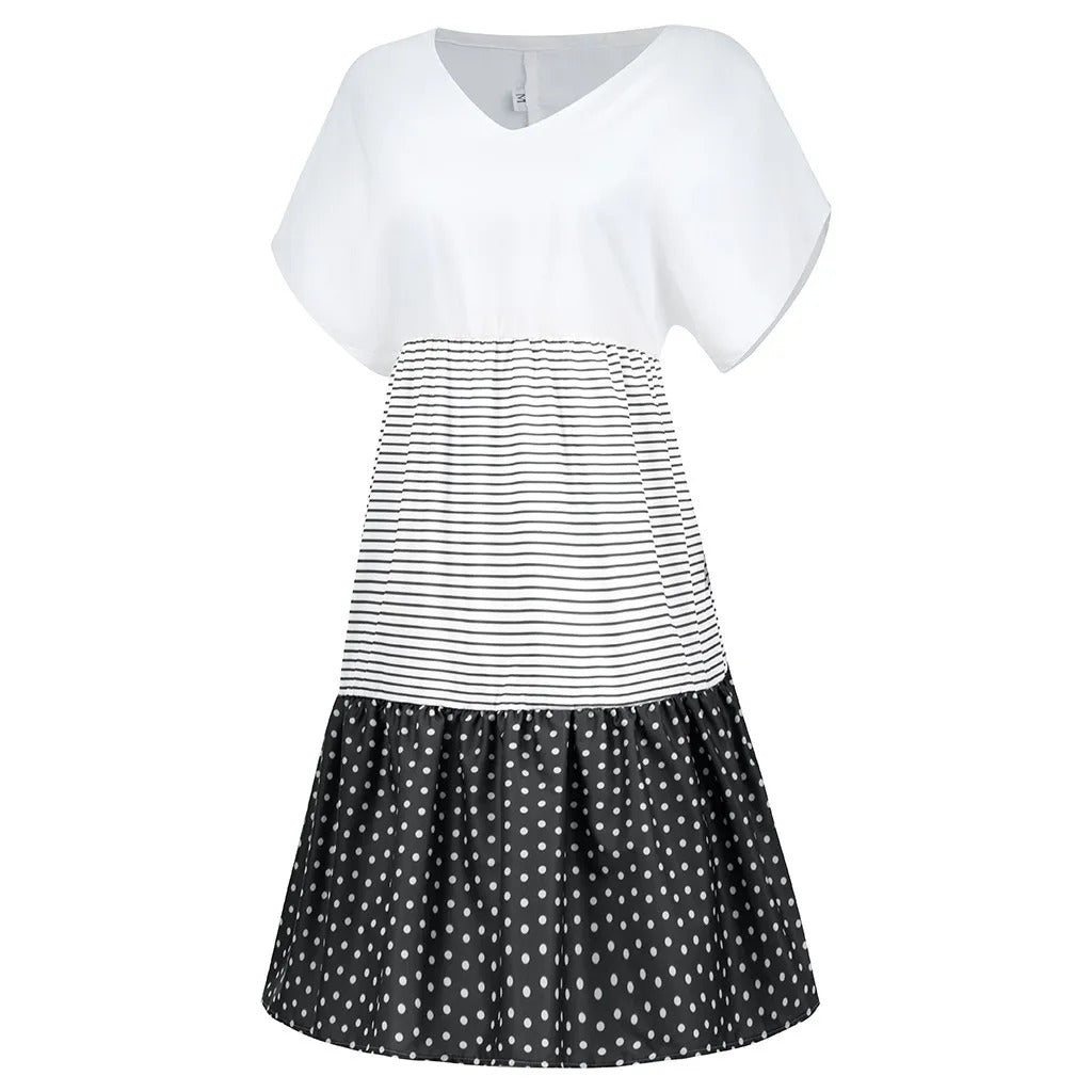 Retro Charm Stripe & Dot Dress