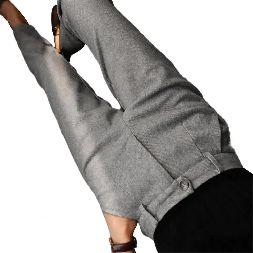 Women’s High-Waist Herringbone Slim Fit Trousers