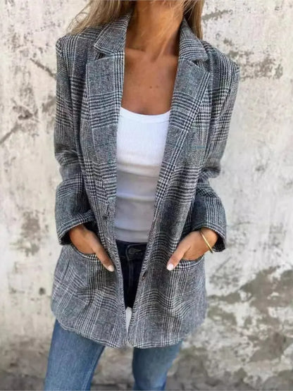 Elegant Houndstooth Office Suit Jacket