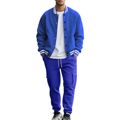 Stand Collar Fleece-Lined Baseball Sports Suit for Men