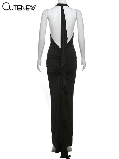 Elegant Halter Backless Maxi Dress