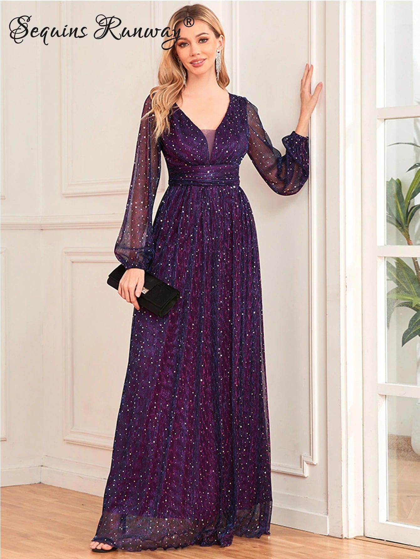 Glam Sequin Women's Sexy Maxi Dress