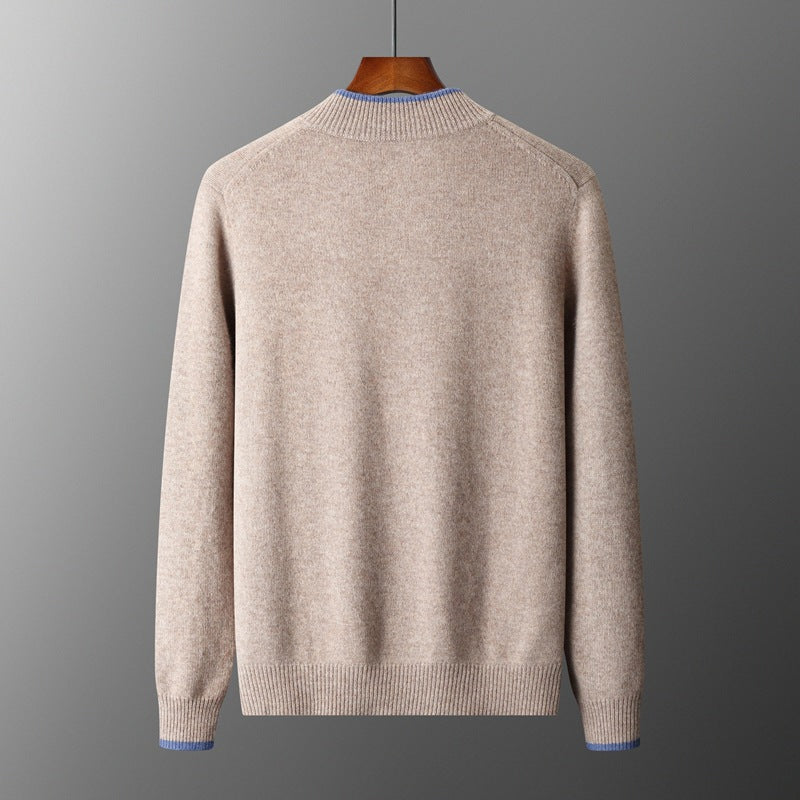 Men’s Fashion Contrast Color Zipper Sweater