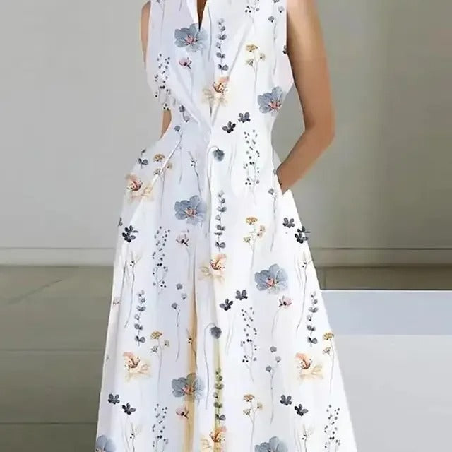 Polka Dot V Neck Fishtail Dress