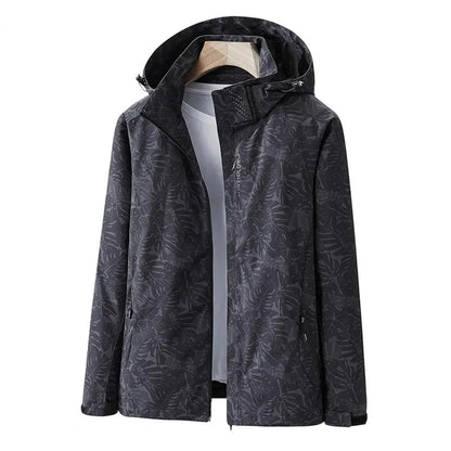 Leaf Print Waterproof Windbreaker Jacket