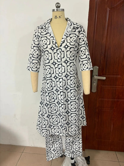 Spring Oversized Print Suit Set
