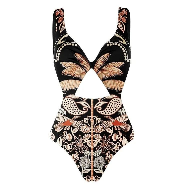 One Piece Bikini with Net Skirt Set
