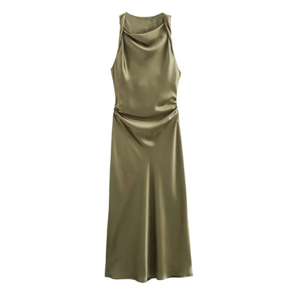 Satin Glow Summer Evening Dress