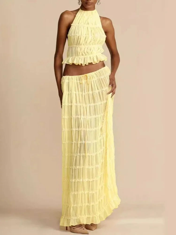 Halter Neck Skirt Set