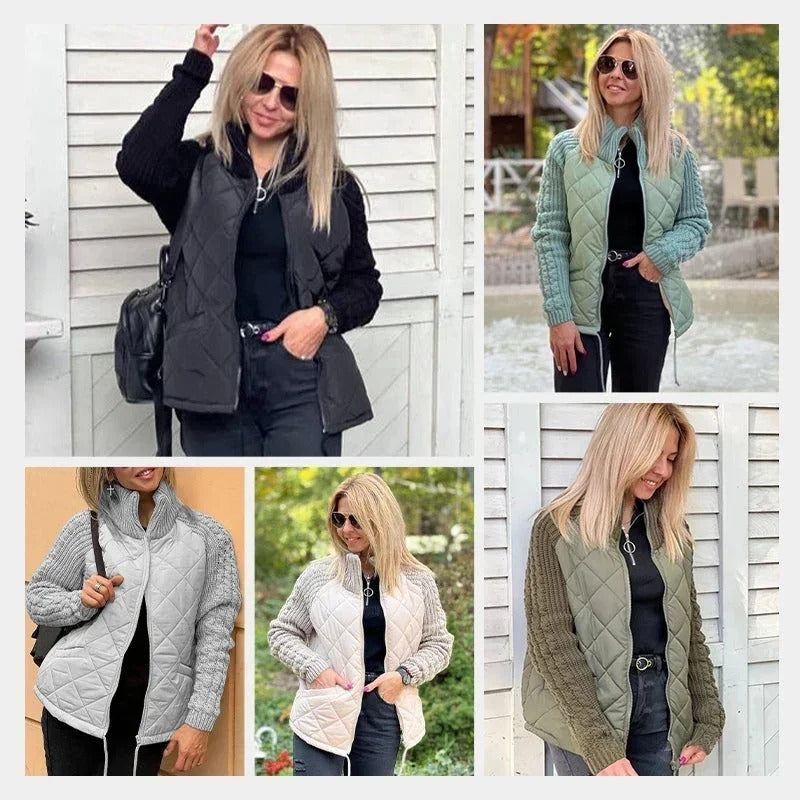 Glam Knit Patchwork Puffy Parka Chic