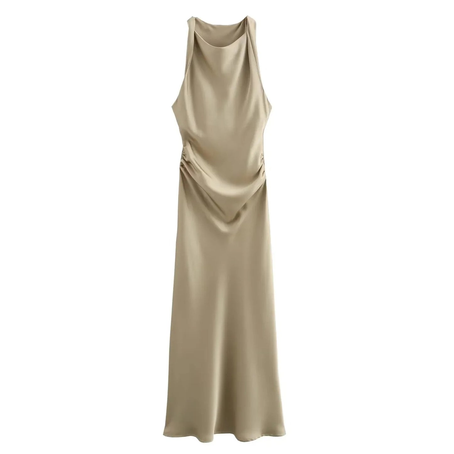 Satin Glow Summer Evening Dress