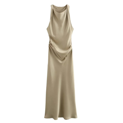 Satin Glow Summer Evening Dress