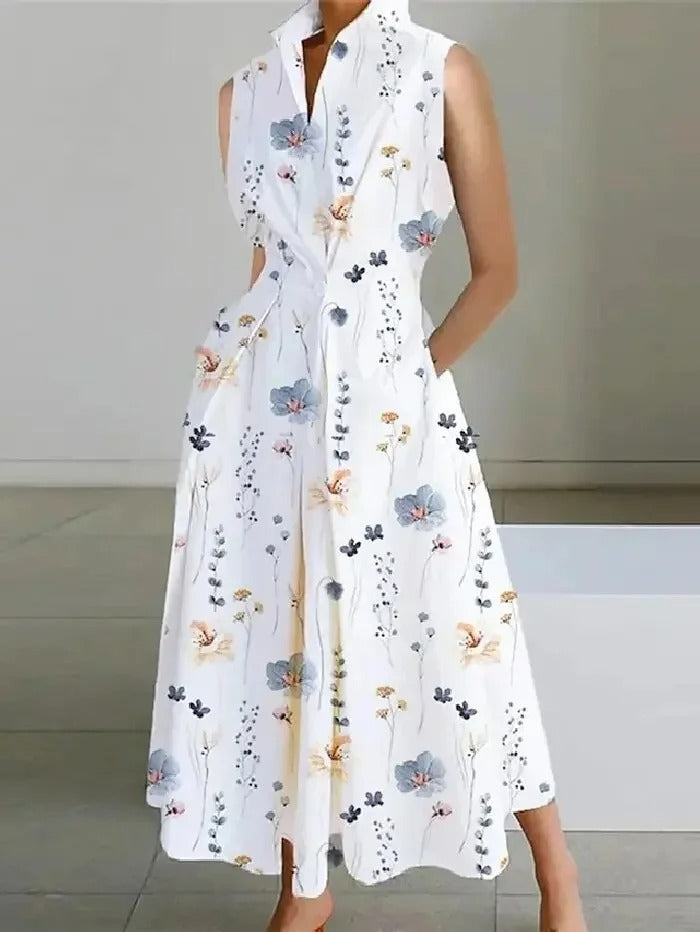 Polka Dot V Neck Fishtail Dress
