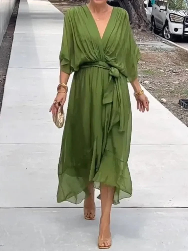 Chic V-Neck Long Dress