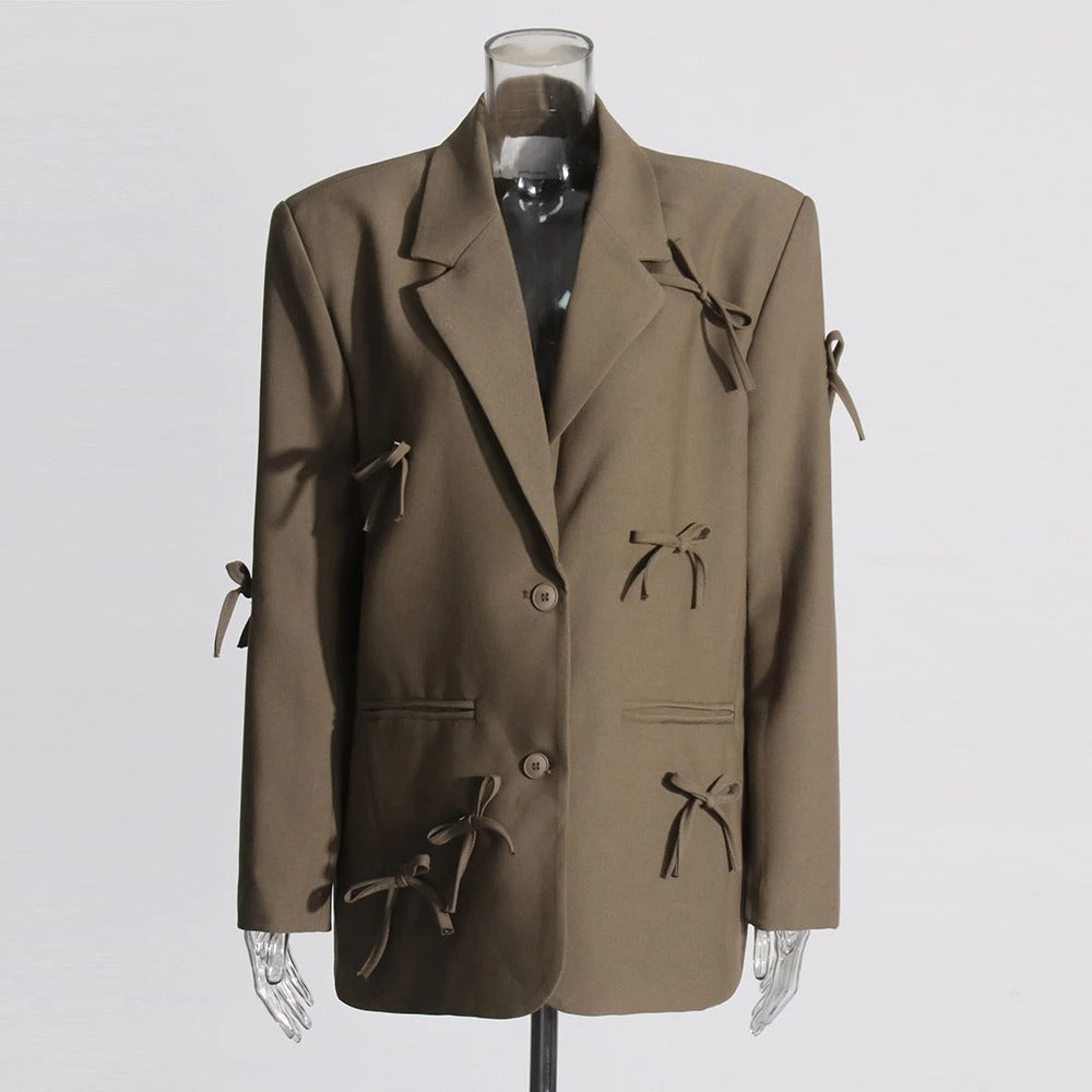 Bowknot Patchwork Blazer for Women