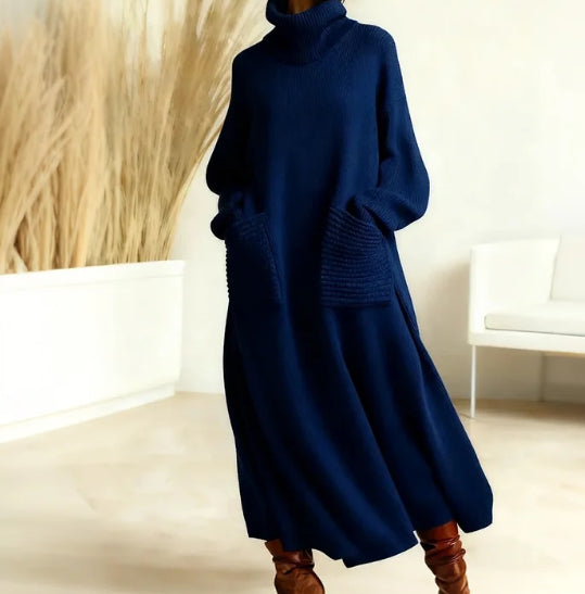 Women's Solid Color High-Neck Long-Sleeve