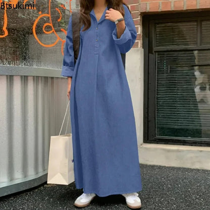 Oversized Korean Denim Maxi Dress