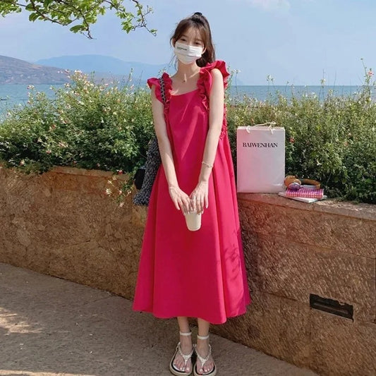 French Collar Sleeveless Slim Dress